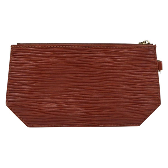 LOUIS VUITTON Epi Pouch 2 Set Black Brown LV Auth 215438