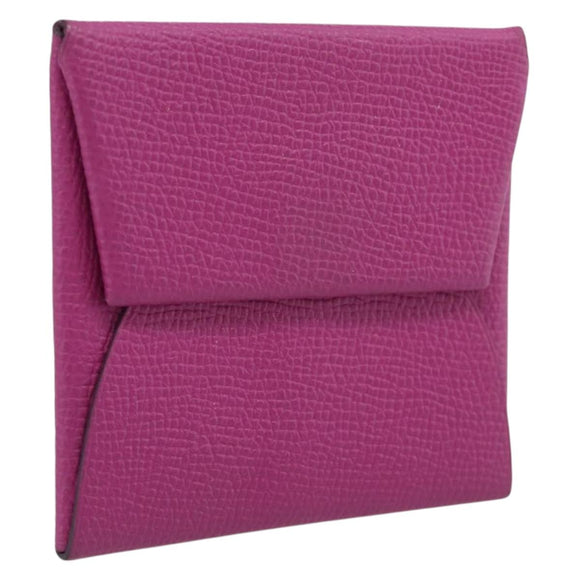 HERMES Bastia Coin Purse Leather Pink Auth 215440M
