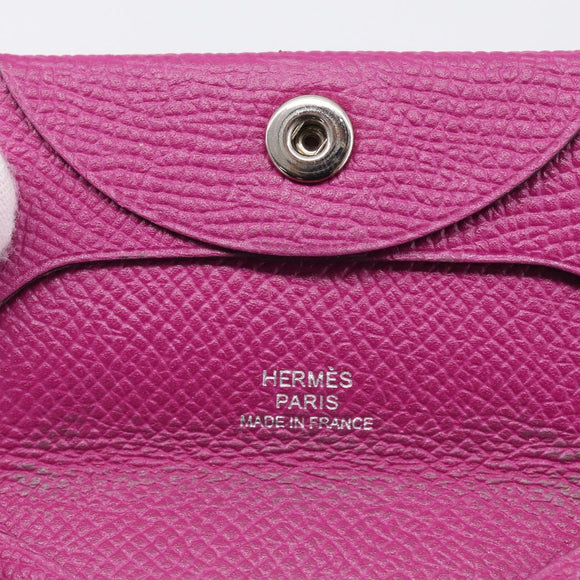 HERMES Bastia Coin Purse Leather Pink Auth 215440M