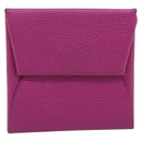 HERMES Bastia Coin Purse Leather Pink Auth 215440M-2