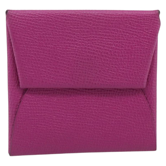 HERMES Bastia Coin Purse Leather Pink Auth 215440M