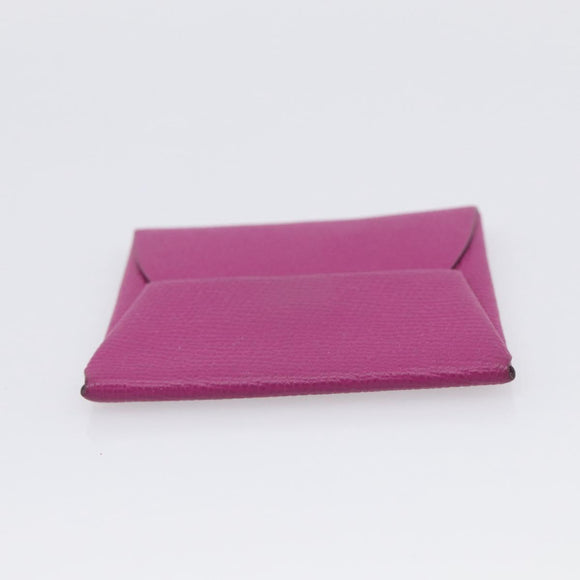HERMES Bastia Coin Purse Leather Pink Auth 215440M