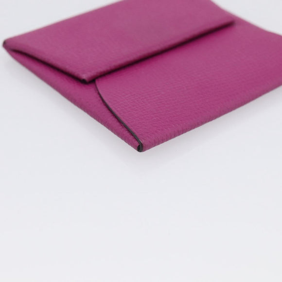 HERMES Bastia Coin Purse Leather Pink Auth 215440M