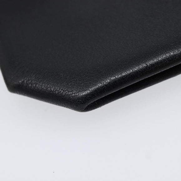 HERMES Revan Cattle Coin Purse Leather Black Silver Auth 215443A