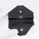HERMES Revan Cattle Coin Purse Leather Black Silver Auth 215443A-13