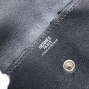 HERMES Revan Cattle Coin Purse Leather Black Silver Auth 215443A-14