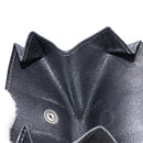 HERMES Revan Cattle Coin Purse Leather Black Silver Auth 215443A-16