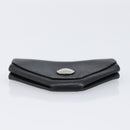 HERMES Revan Cattle Coin Purse Leather Black Silver Auth 215443A-7