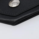 HERMES Revan Cattle Coin Purse Leather Black Silver Auth 215443A-8