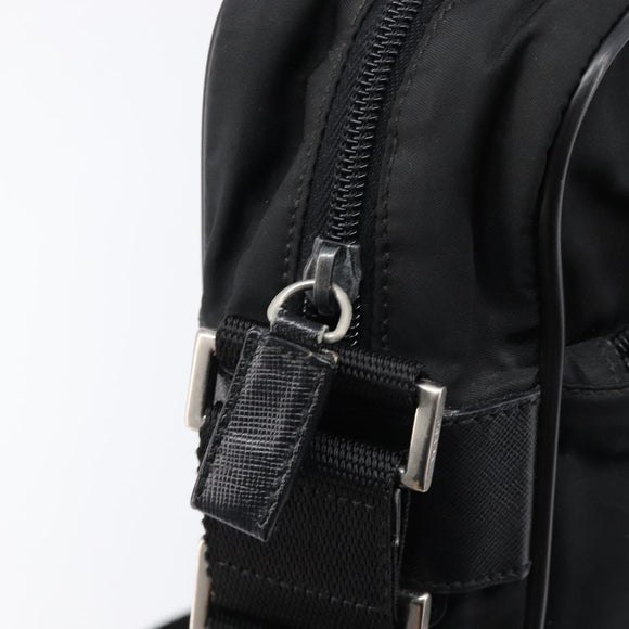 PRADA Shoulder Bag Nylon Black Silver Auth 215517A