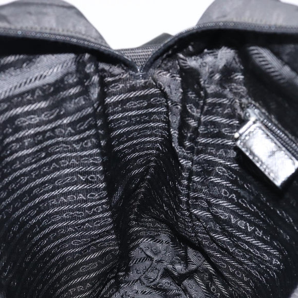 PRADA Shoulder Bag Nylon Black Silver Auth 215517A