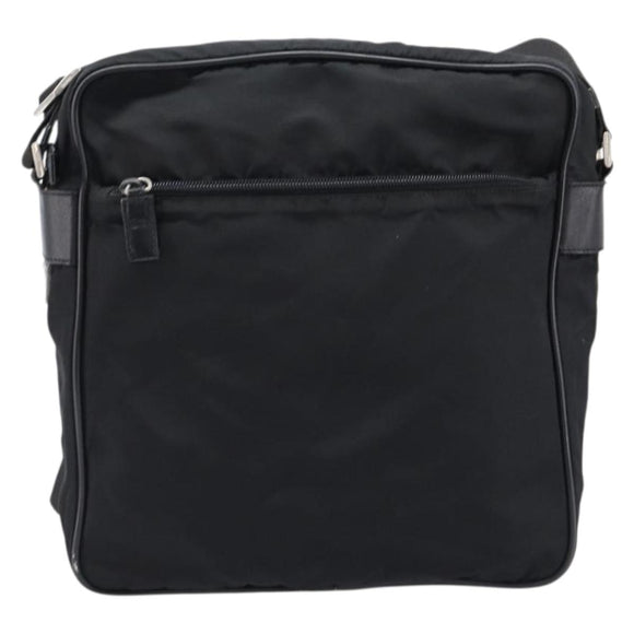 PRADA Shoulder Bag Nylon Black Silver Auth 215517A