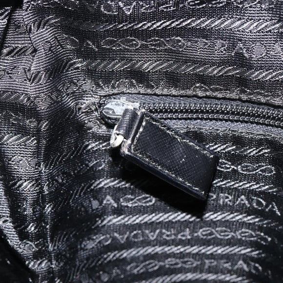 PRADA Shoulder Bag Nylon Black Silver Auth 215517A