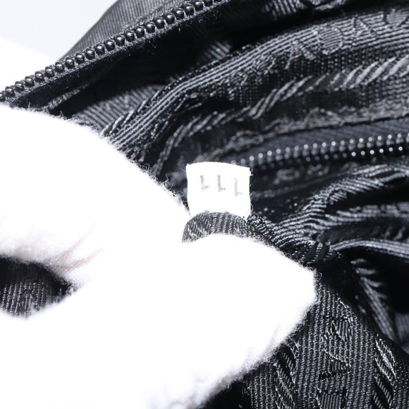 PRADA Shoulder Bag Nylon Black Silver Auth 215517A