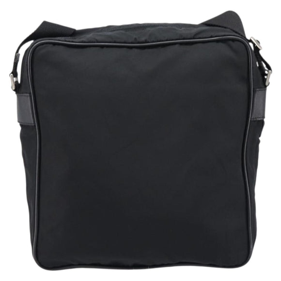 PRADA Shoulder Bag Nylon Black Silver Auth 215517A