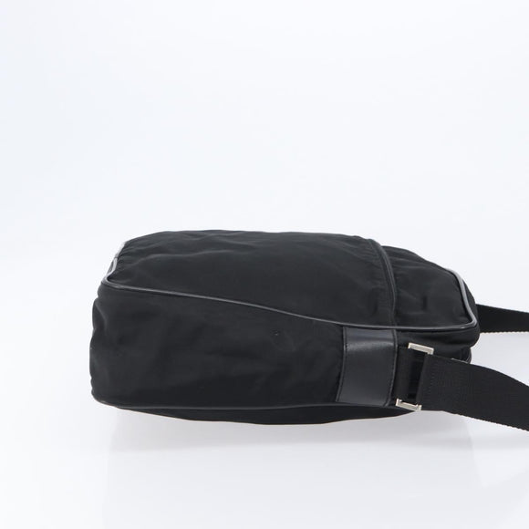 PRADA Shoulder Bag Nylon Black Silver Auth 215517A