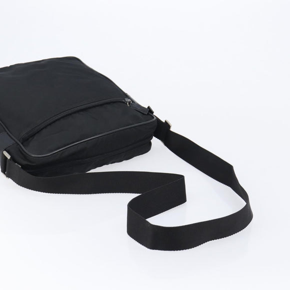 PRADA Shoulder Bag Nylon Black Silver Auth 215517A