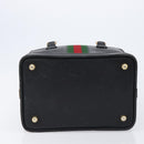 GUCCI Web Sherry Line Boston Bag Leather Black Gold Auth 215521-12