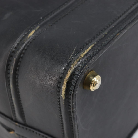 GUCCI Web Sherry Line Boston Bag Leather Black Gold Auth 215521