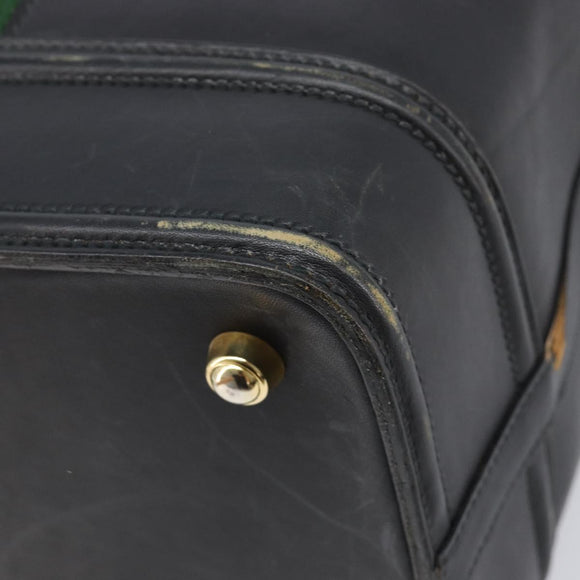 GUCCI Web Sherry Line Boston Bag Leather Black Gold Auth 215521