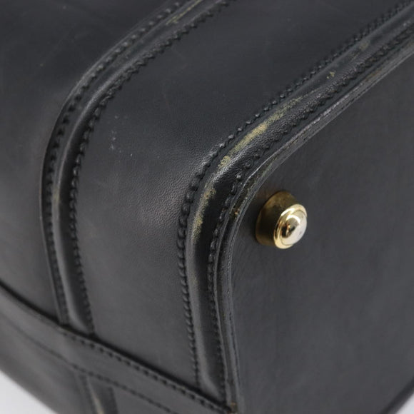 GUCCI Web Sherry Line Boston Bag Leather Black Gold Auth 215521