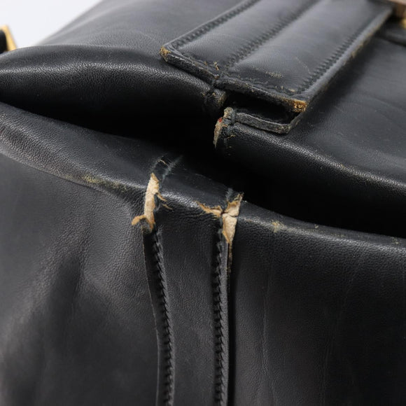 GUCCI Web Sherry Line Boston Bag Leather Black Gold Auth 215521