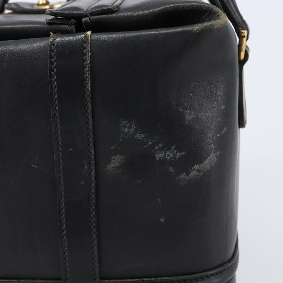 GUCCI Web Sherry Line Boston Bag Leather Black Gold Auth 215521