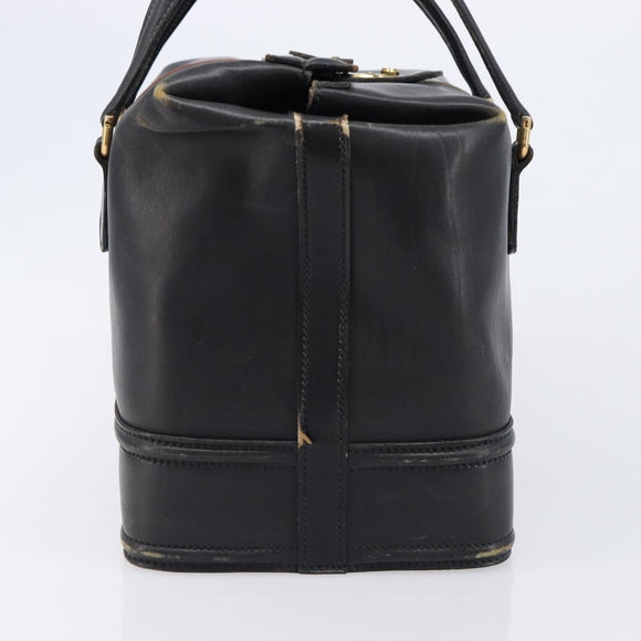 GUCCI Web Sherry Line Boston Bag Leather Black Gold Auth 215521