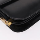 CELINE Macadam Shoulder Bag Leather Black Gold Auth 215522-12