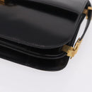 CELINE Macadam Shoulder Bag Leather Black Gold Auth 215522-13