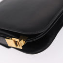 CELINE Macadam Shoulder Bag Leather Black Gold Auth 215522-14