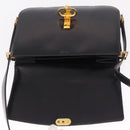 CELINE Macadam Shoulder Bag Leather Black Gold Auth 215522-17