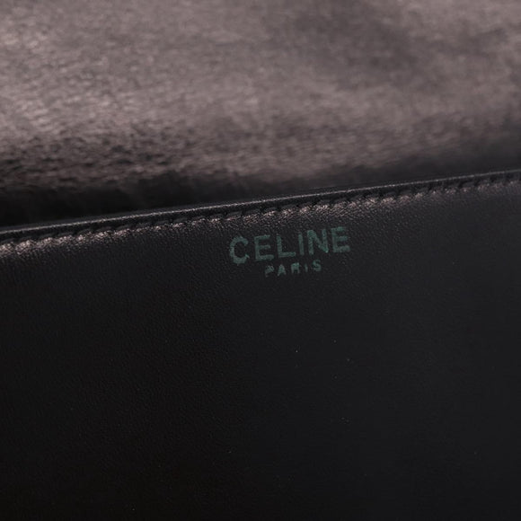 CELINE Macadam Shoulder Bag Leather Black Gold Auth 215522