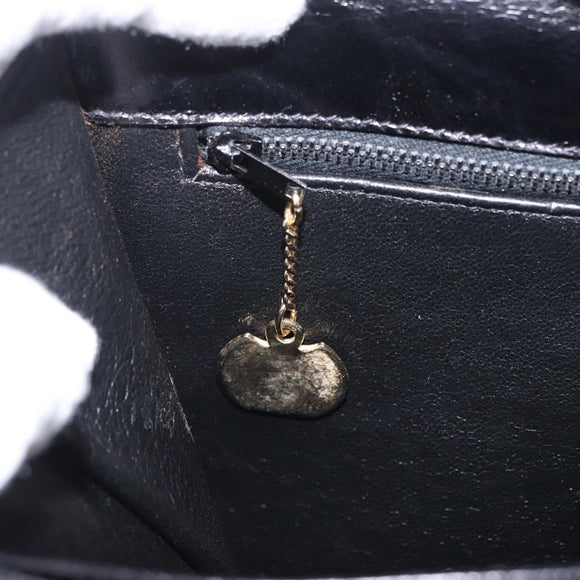 CELINE Macadam Shoulder Bag Leather Black Gold Auth 215522