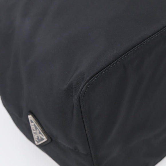 PRADA Hand Bag Nylon Black Silver Auth 215523