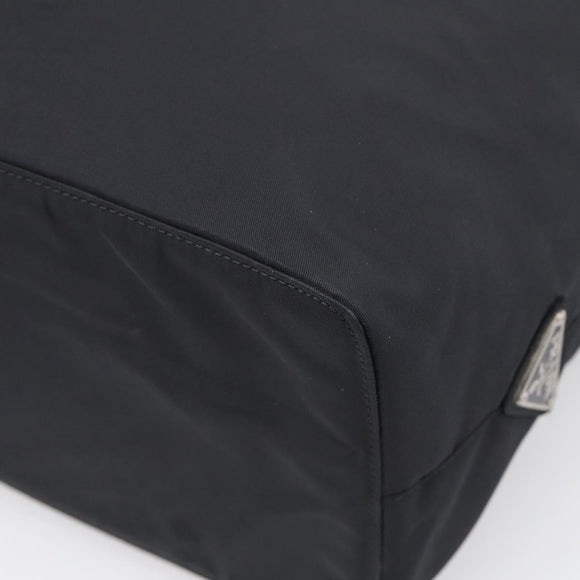 PRADA Hand Bag Nylon Black Silver Auth 215523