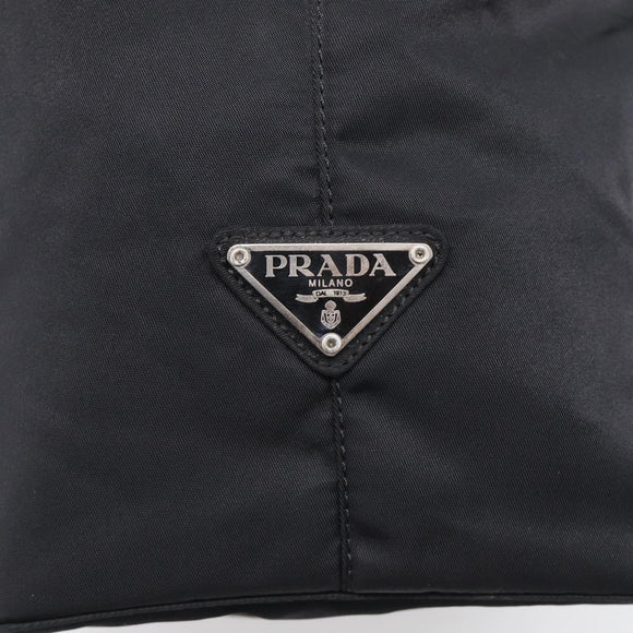 PRADA Hand Bag Nylon Black Silver Auth 215523