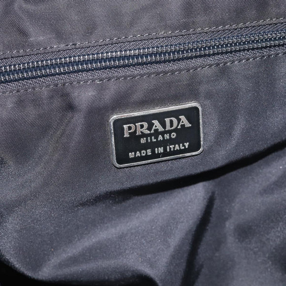 PRADA Hand Bag Nylon Black Silver Auth 215523
