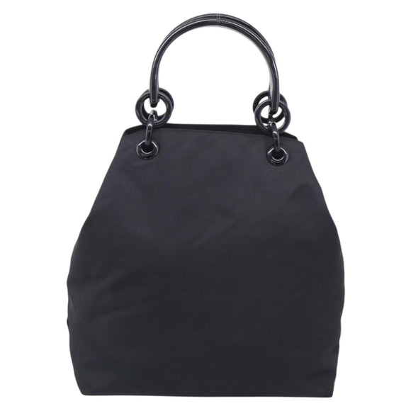 PRADA Hand Bag Nylon Black Silver Auth 215523