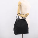 PRADA Hand Bag Nylon Black Silver Auth 215523-23