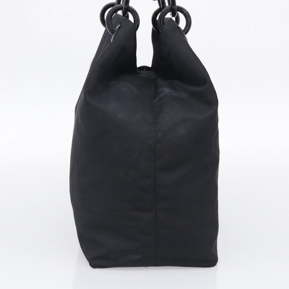 PRADA Hand Bag Nylon Black Silver Auth 215523