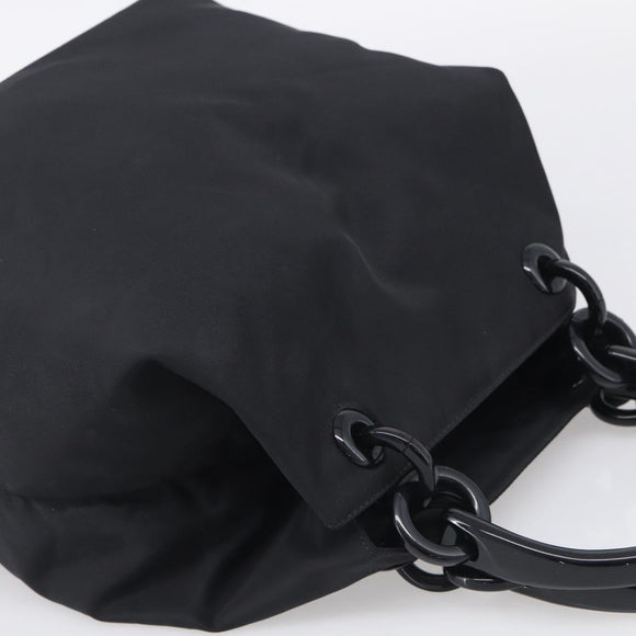 PRADA Hand Bag Nylon Black Silver Auth 215523