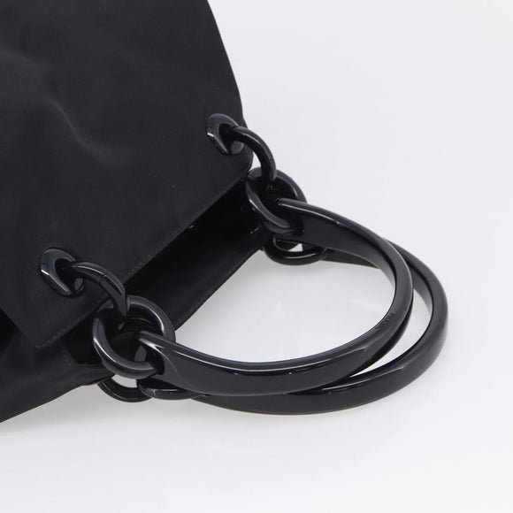 PRADA Hand Bag Nylon Black Silver Auth 215523