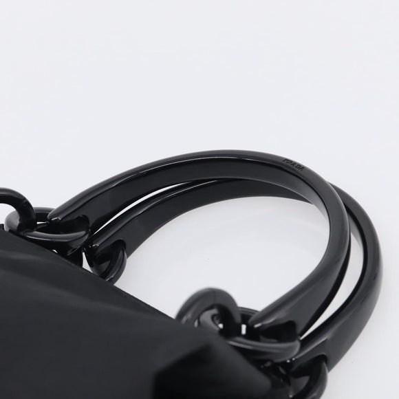 PRADA Hand Bag Nylon Black Silver Auth 215523