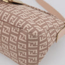 FENDI Zucchino Canvas Mamma Baguette Shoulder Bag Beige Gold Auth 215525V-10