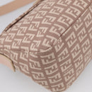 FENDI Zucchino Canvas Mamma Baguette Shoulder Bag Beige Gold Auth 215525V-11