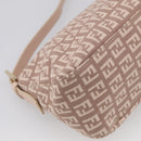 FENDI Zucchino Canvas Mamma Baguette Shoulder Bag Beige Gold Auth 215525V-13