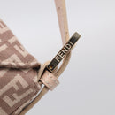 FENDI Zucchino Canvas Mamma Baguette Shoulder Bag Beige Gold Auth 215525V-14