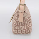 FENDI Zucchino Canvas Mamma Baguette Shoulder Bag Beige Gold Auth 215525V-5