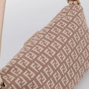 FENDI Zucchino Canvas Mamma Baguette Shoulder Bag Beige Gold Auth 215525V-6